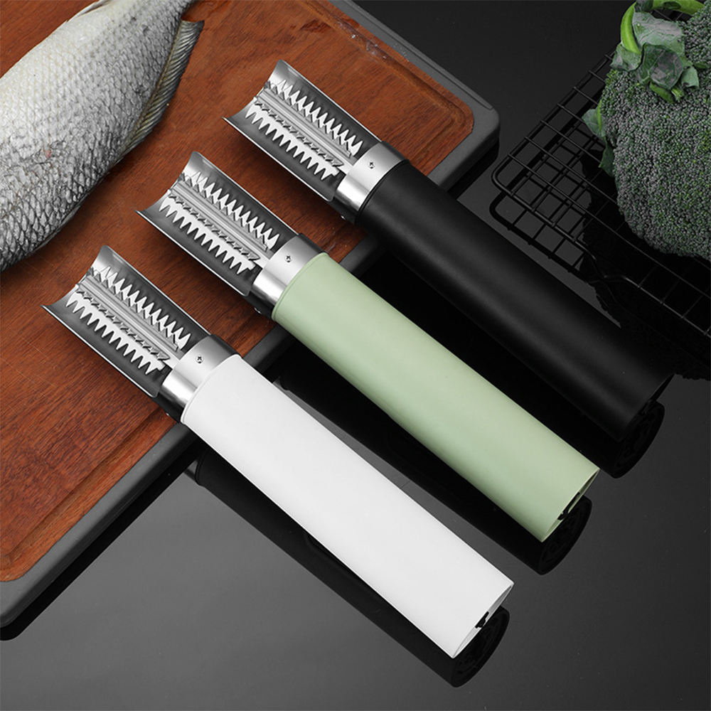 Coltello elettrico per squamare i pesci di alta qualità, nero, bianco e verde